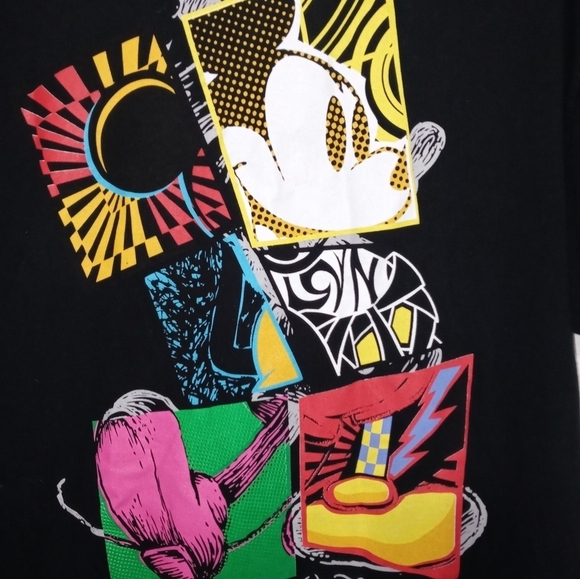 Hanes Walt Disney World Disneyland Short Sleeve Colorblock Mickey T Shirt LG - Picture 2 of 5